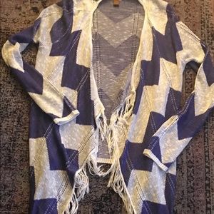Copper Key Lightweight Purple/Wht Chevron Cardigan